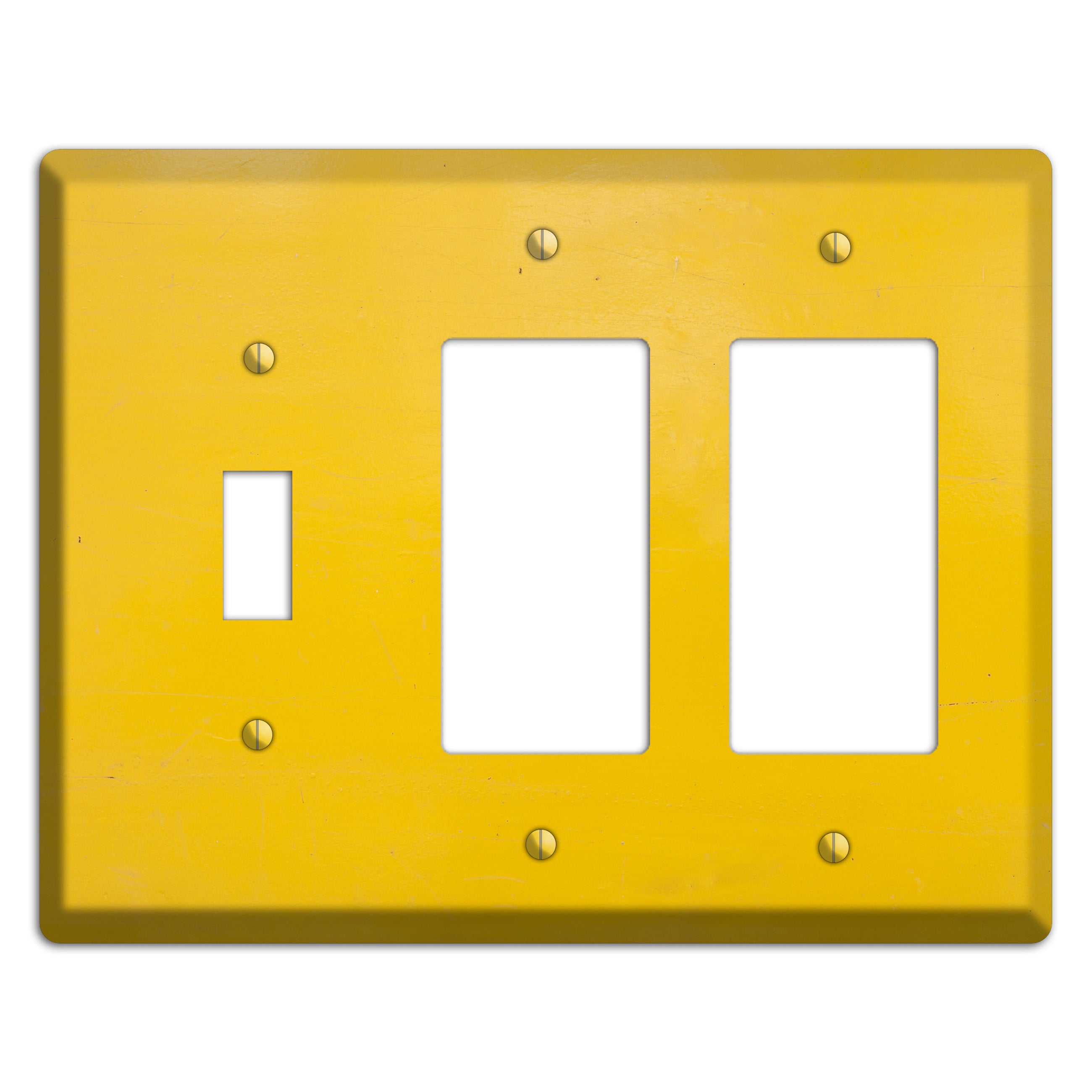 Bright Yellow Concrete Toggle / 2 Rocker Wallplate