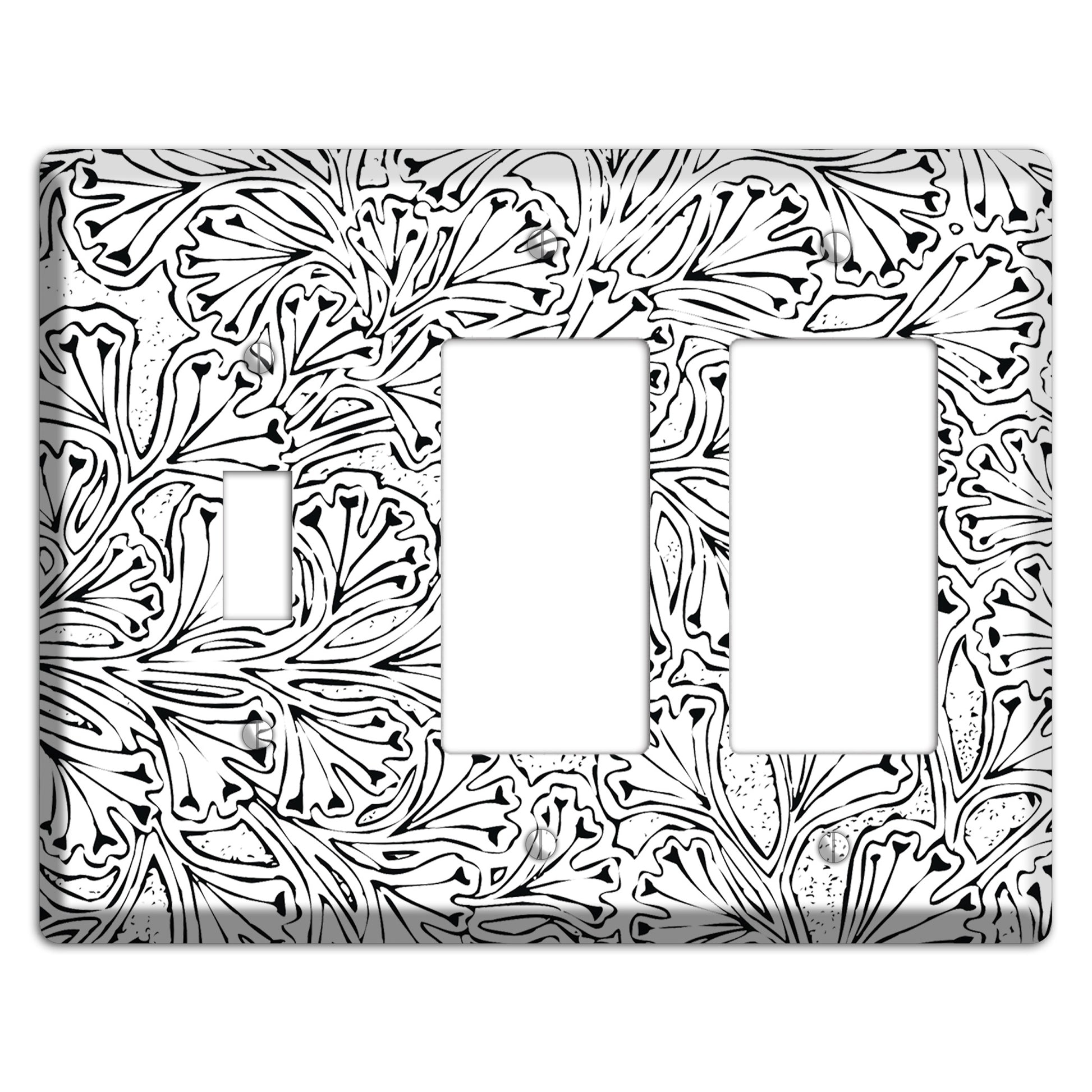 Deco Red Interlocking Floral Toggle / 2 Rocker Wallplate