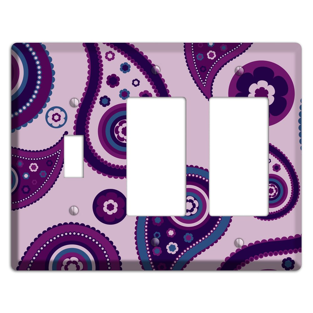 Light Purple Pailsey Toggle / 2 Rocker Wallplate