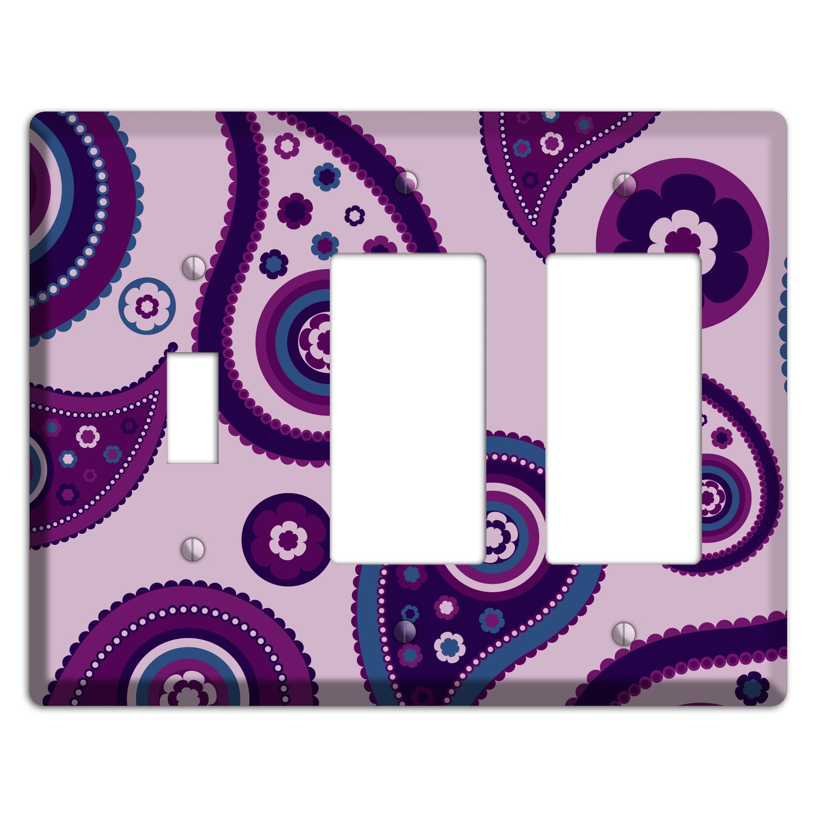 Light Purple Pailsey Toggle / 2 Rocker Wallplate