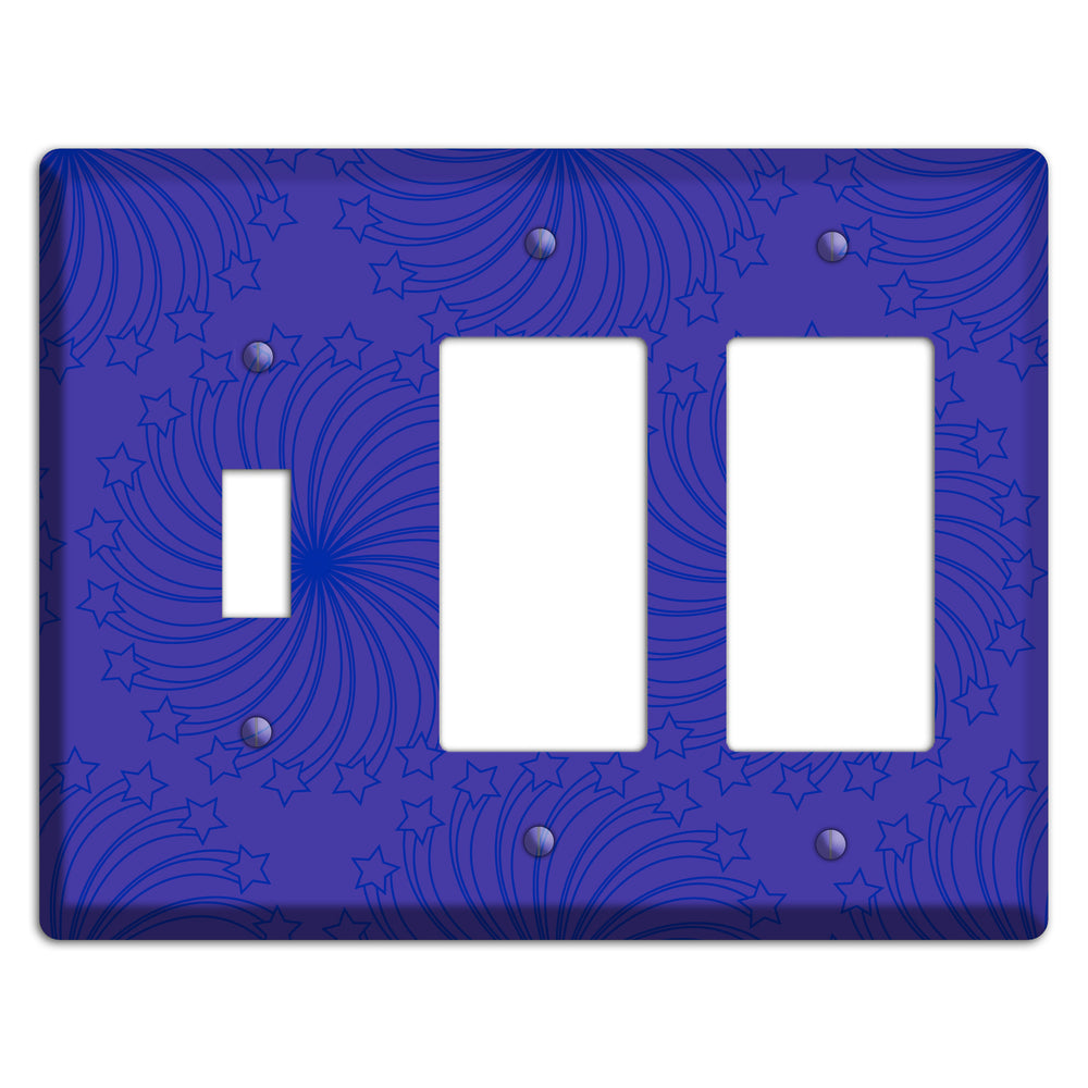 Multi Purple Star Swirl Toggle / 2 Rocker Wallplate