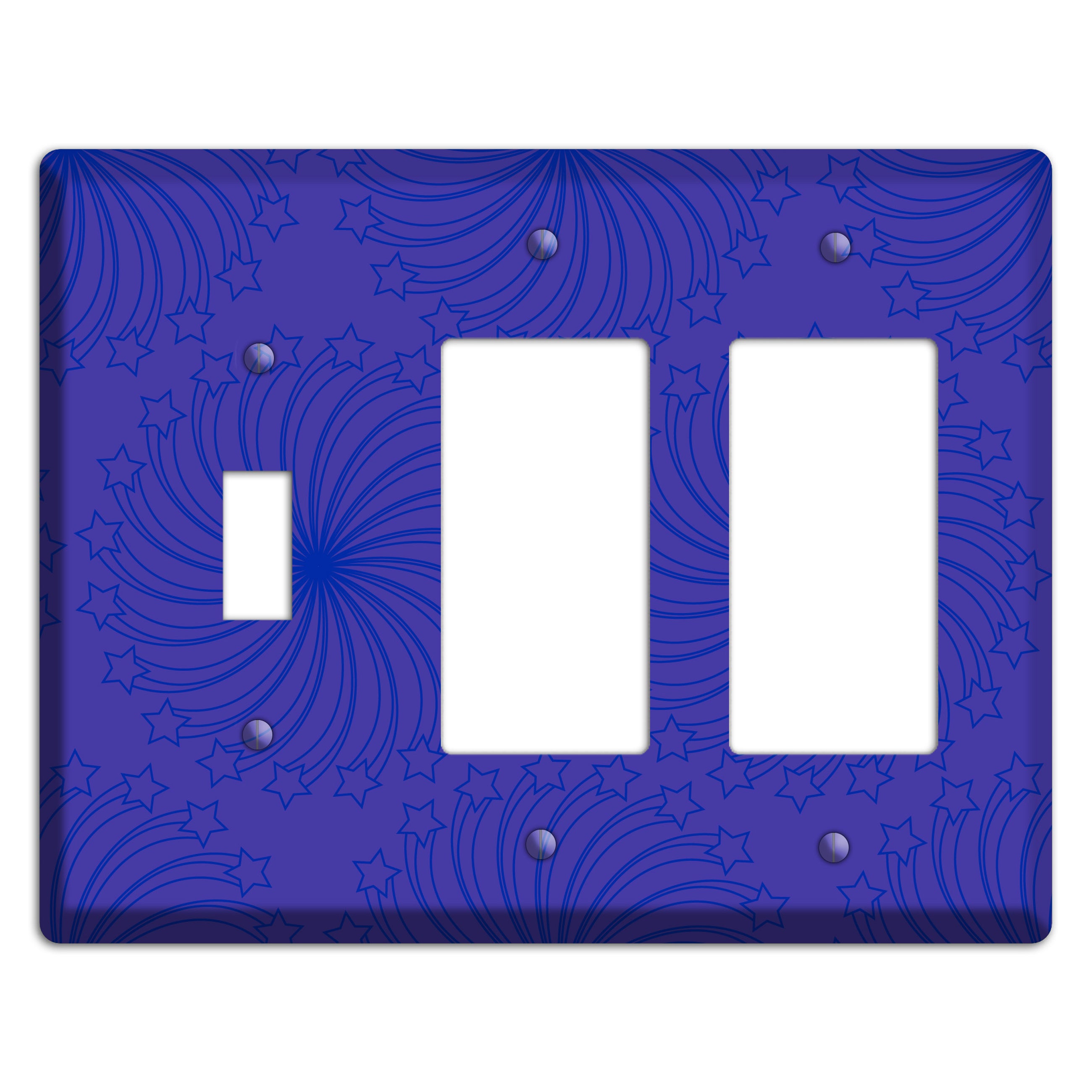 Multi Purple Star Swirl Toggle / 2 Rocker Wallplate