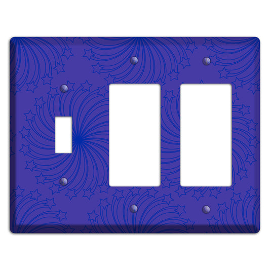 Multi Purple Star Swirl Toggle / 2 Rocker Wallplate