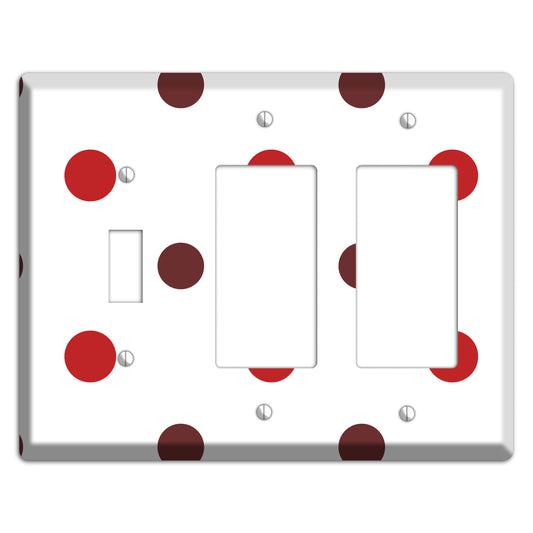 Red and Brown Medium Polka Dots Toggle / 2 Rocker Wallplate