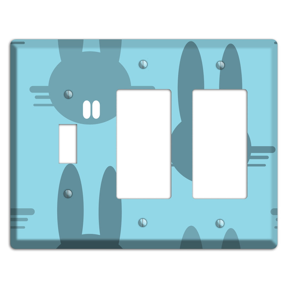 Blue Bunny Toggle / 2 Rocker Wallplate