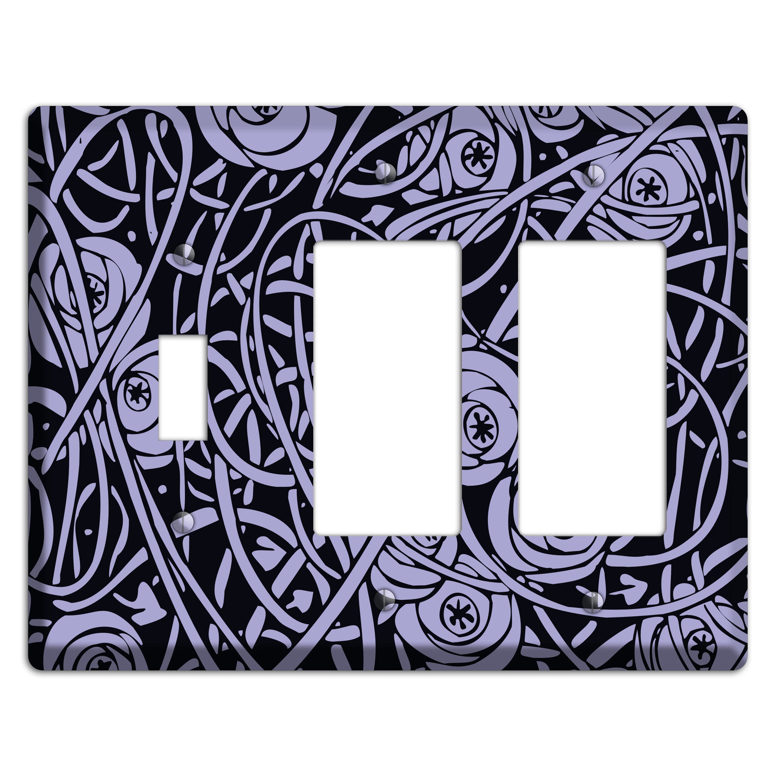 Lilac Deco Floral Toggle / 2 Rocker Wallplate