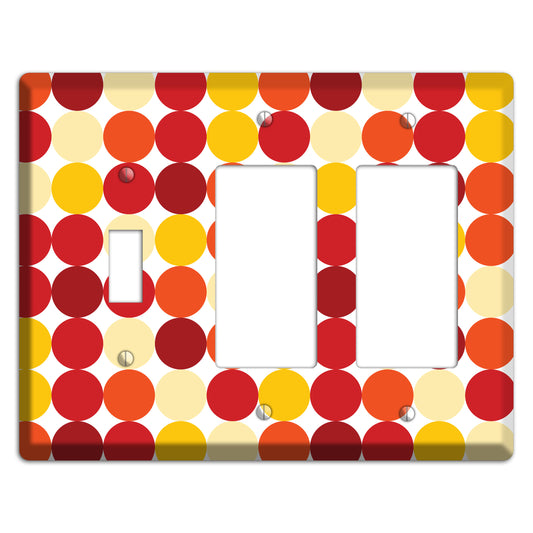 Multi Red and Beige Dots Toggle / 2 Rocker Wallplate