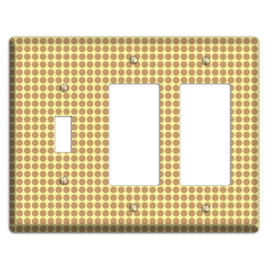 Yellow with Light Brown Tiled Small Dots Toggle / 2 Rocker Wallplate