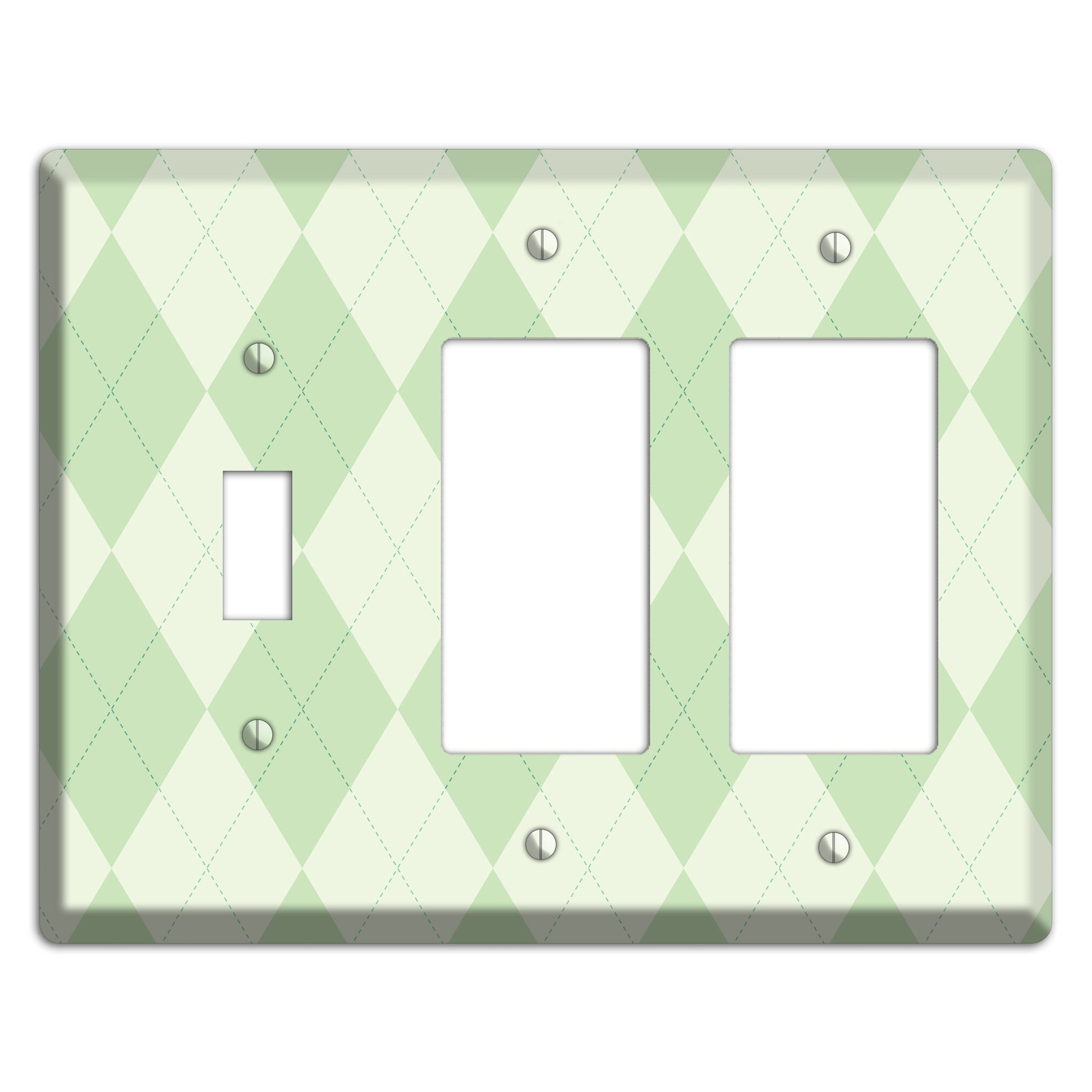 Light Green Argyle Toggle / 2 Rocker Wallplate