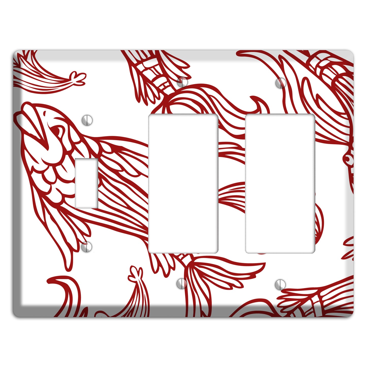 Red and White Koi Toggle / 2 Rocker Wallplate