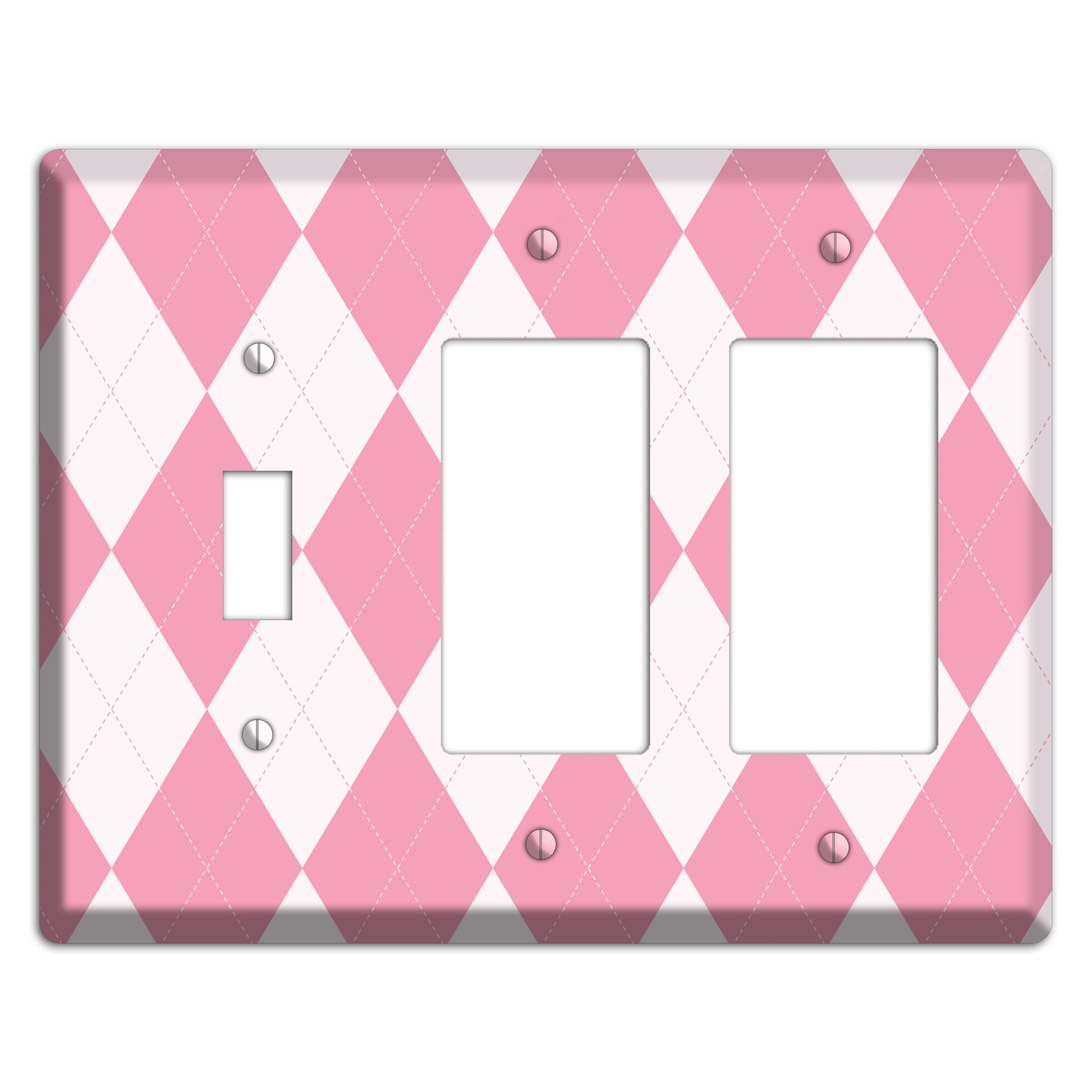 Pink Argyle Toggle / 2 Rocker Wallplate