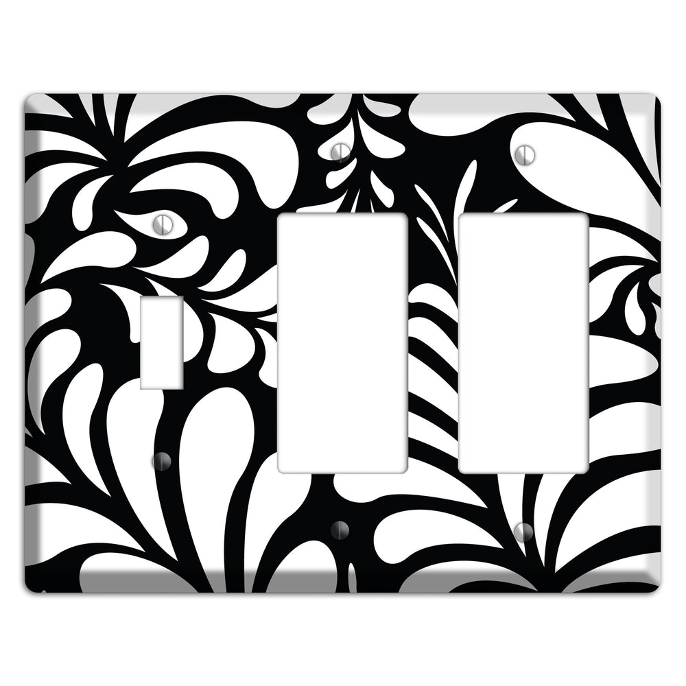 Black with White Herati Toggle / 2 Rocker Wallplate