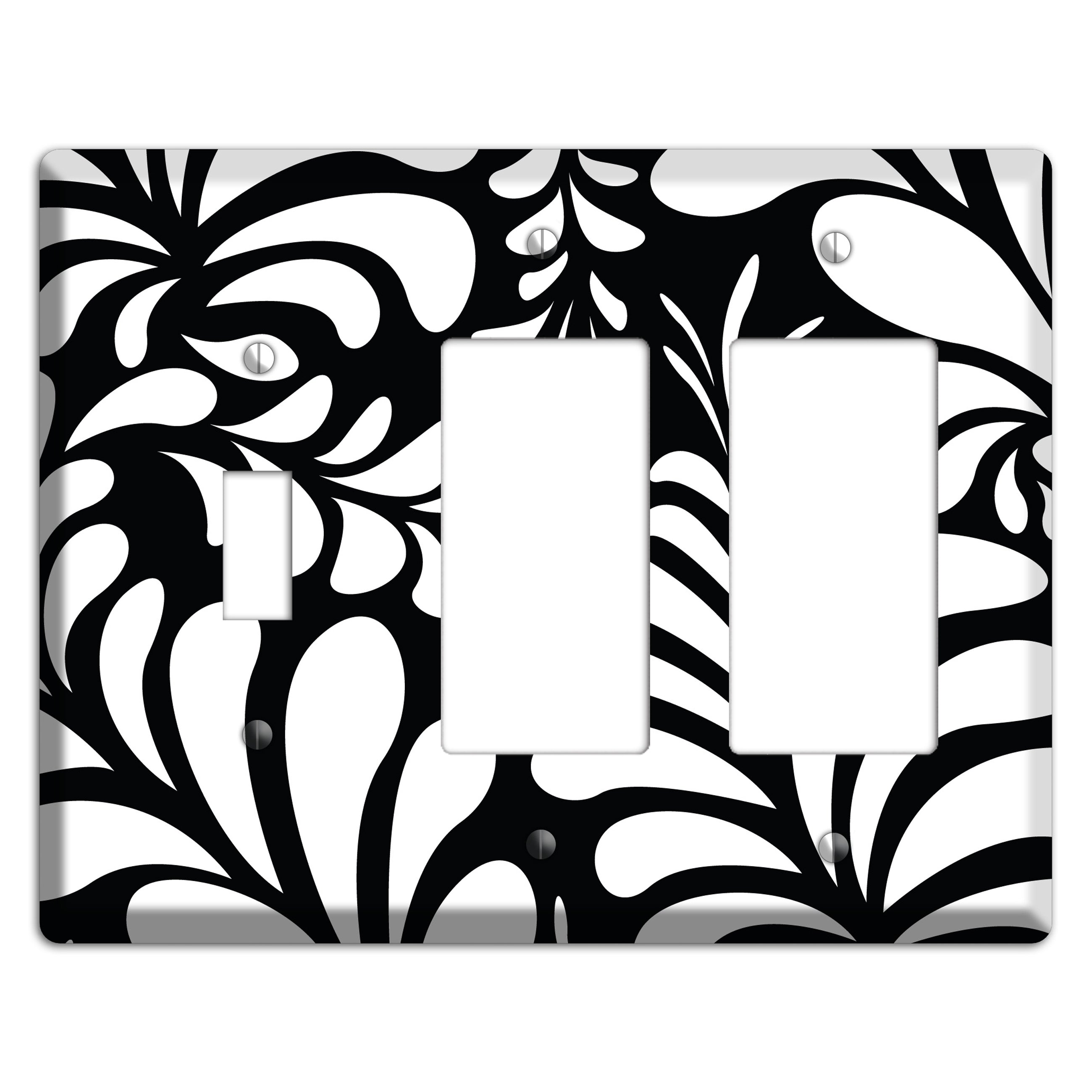 Black with White Herati Toggle / 2 Rocker Wallplate