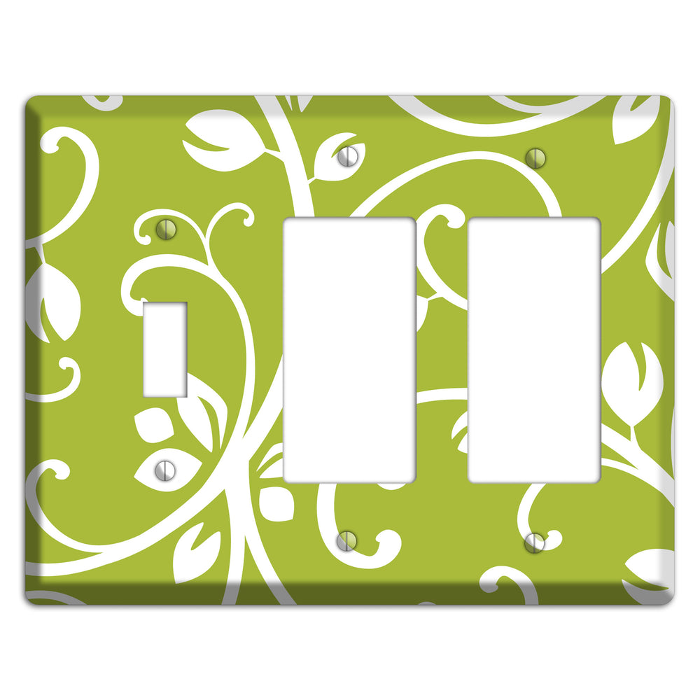 Green Bud Sprig Toggle / 2 Rocker Wallplate