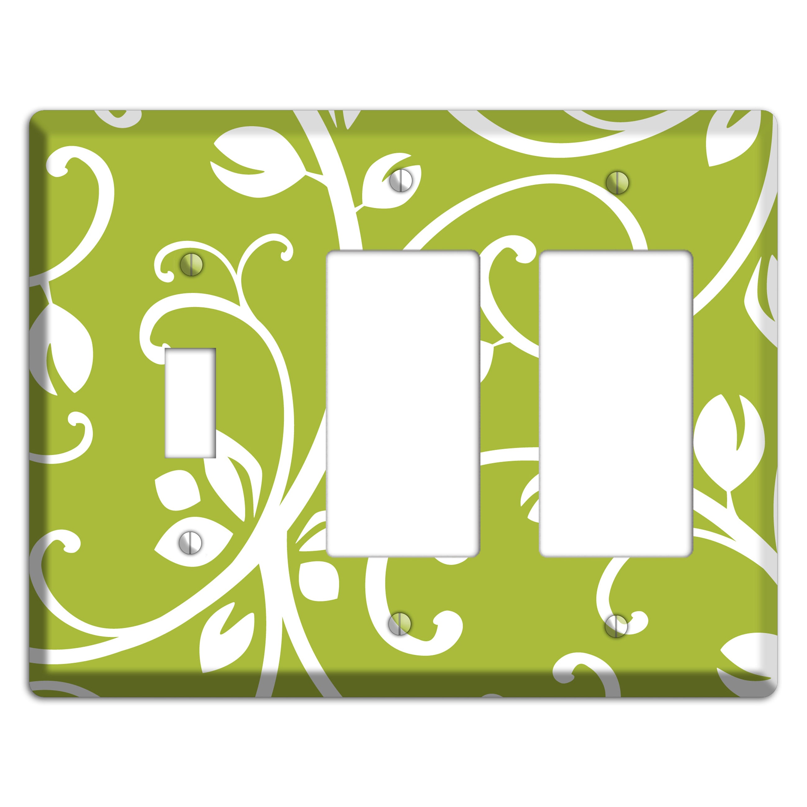 Green Bud Sprig Toggle / 2 Rocker Wallplate