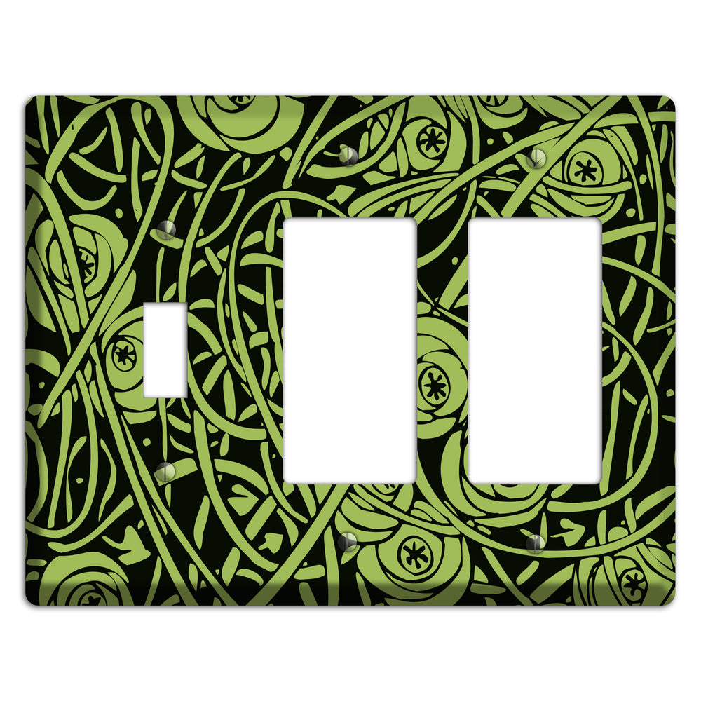 Green Deco Floral Toggle / 2 Rocker Wallplate