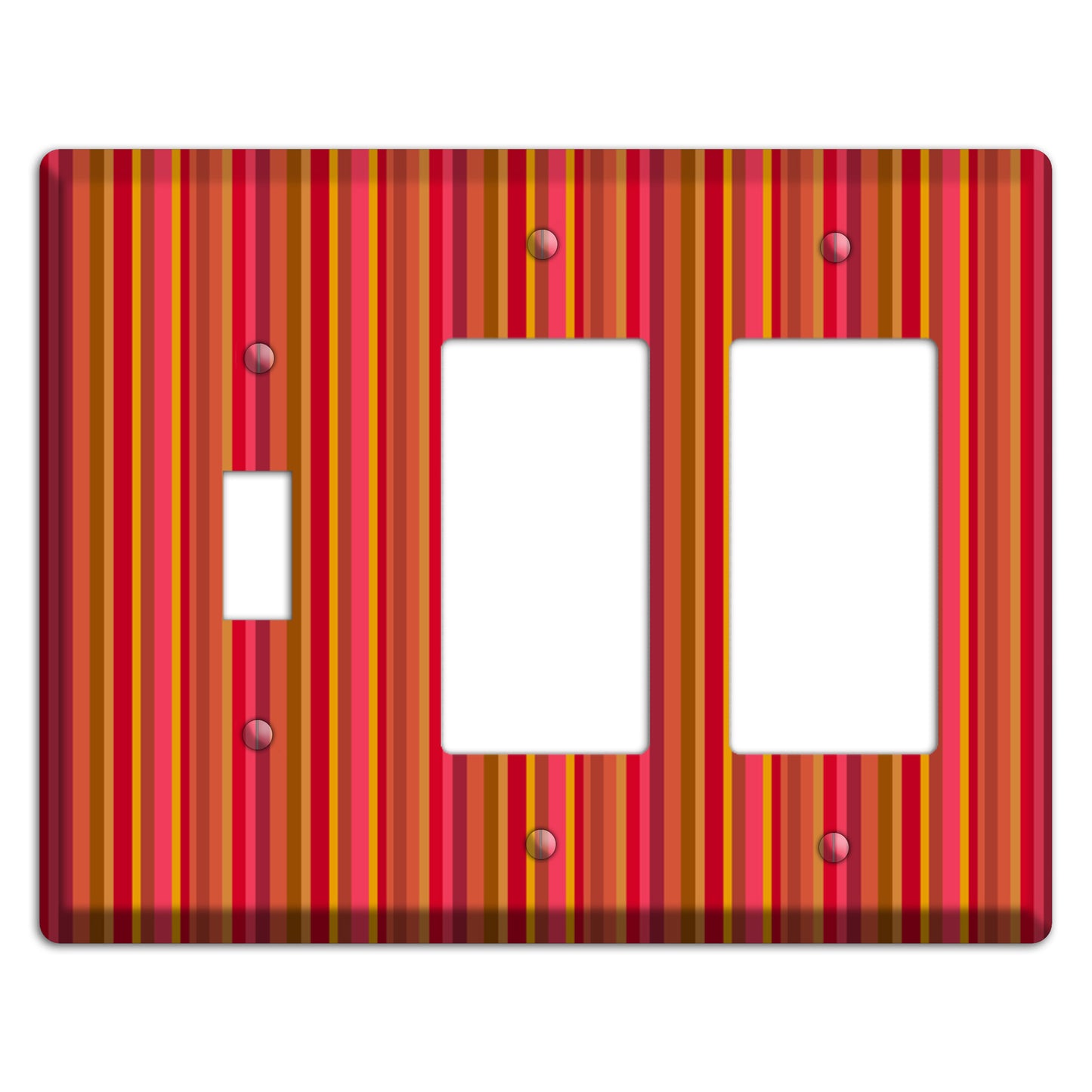 Multi Red Vertical Stripes Toggle / 2 Rocker Wallplate