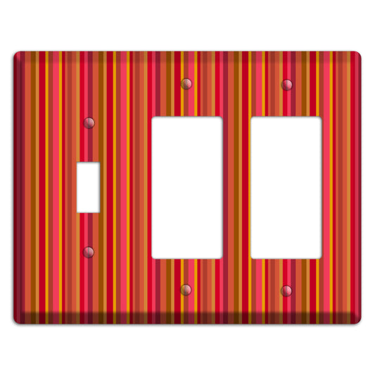 Multi Red Vertical Stripes Toggle / 2 Rocker Wallplate