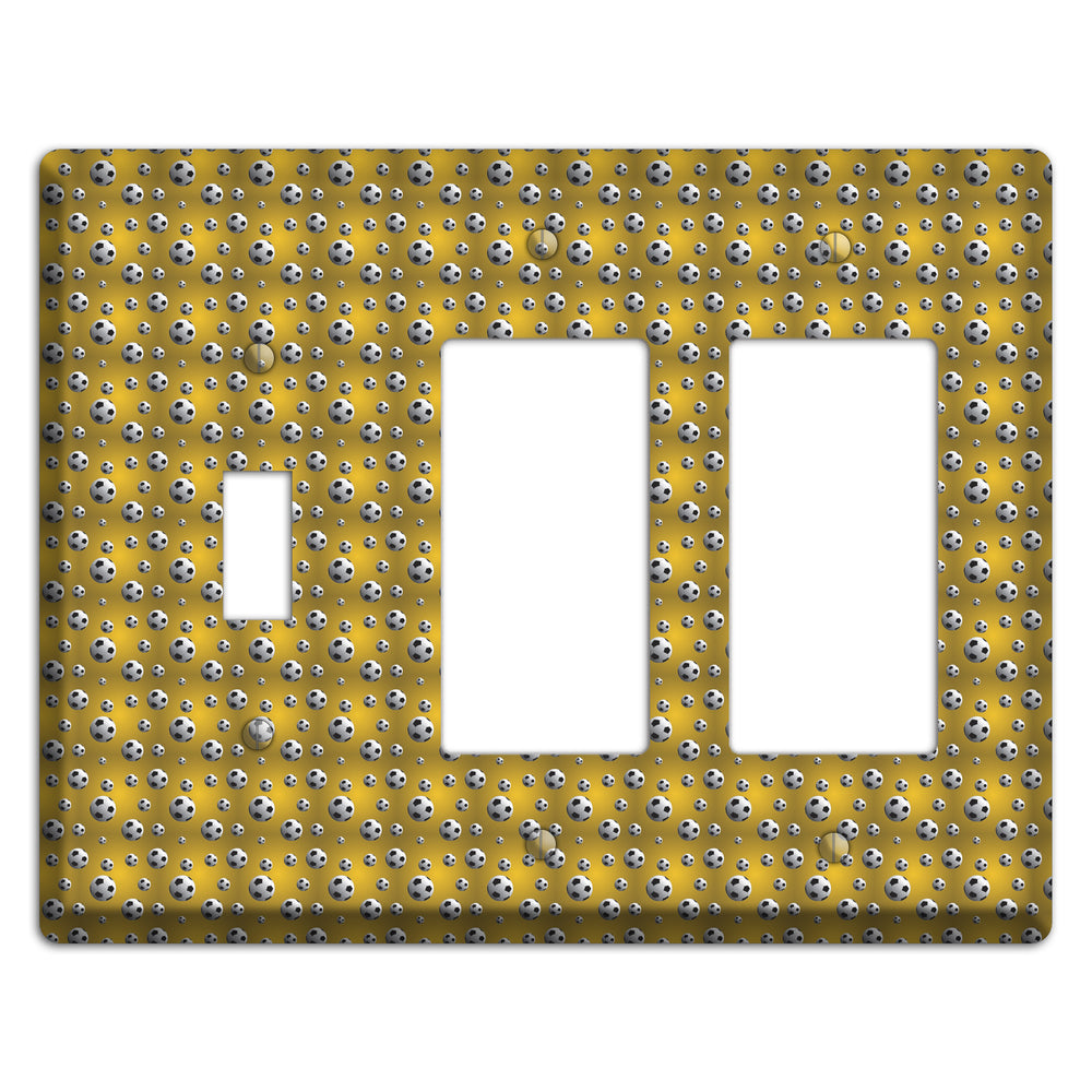 Yellow with Soccer Balls Toggle / 2 Rocker Wallplate