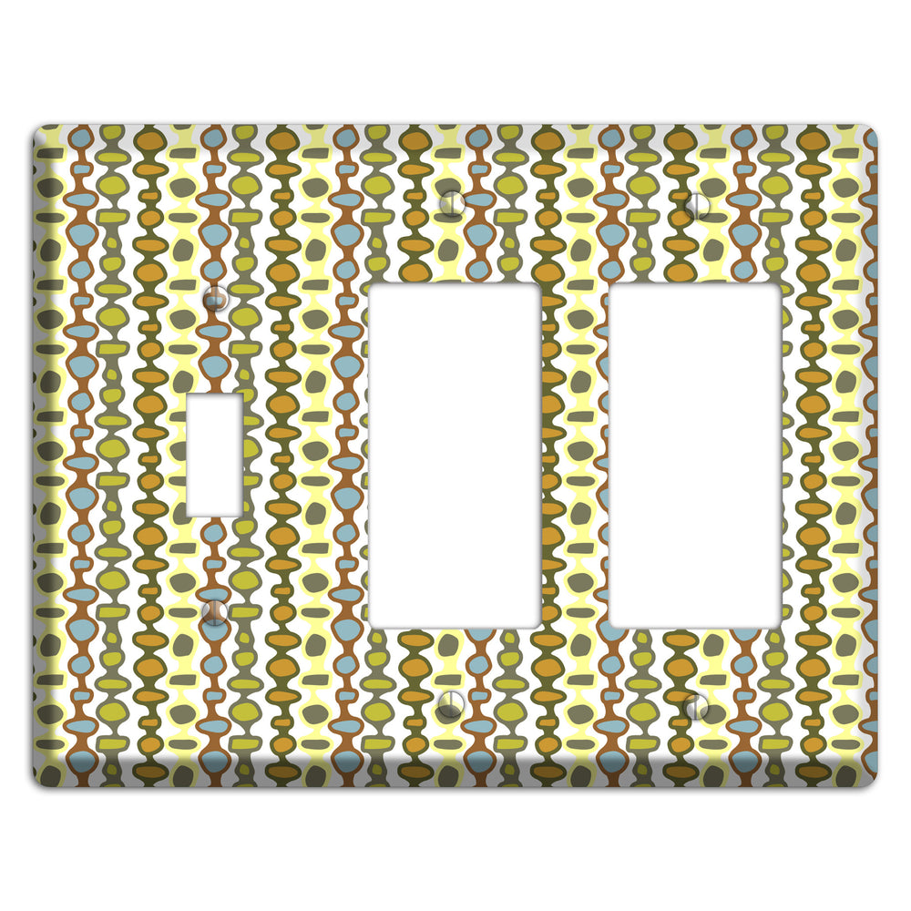 Multi Grey and Umber Bead and Reel Toggle / 2 Rocker Wallplate