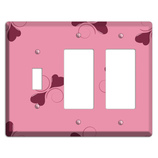 Pink with Hearts Toggle / 2 Rocker Wallplate