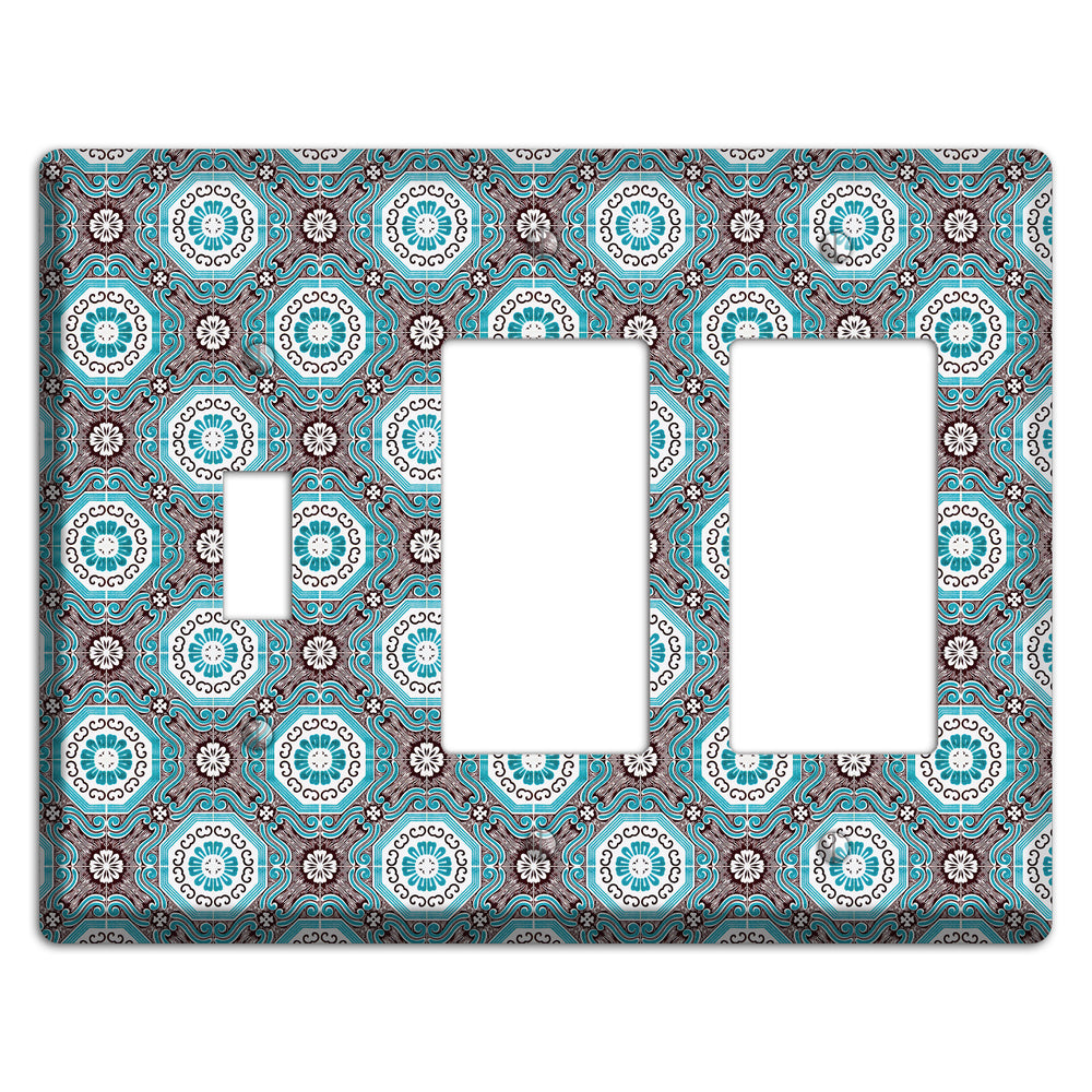 Tavira Tiles 2 Toggle / 2 Rocker Wallplate