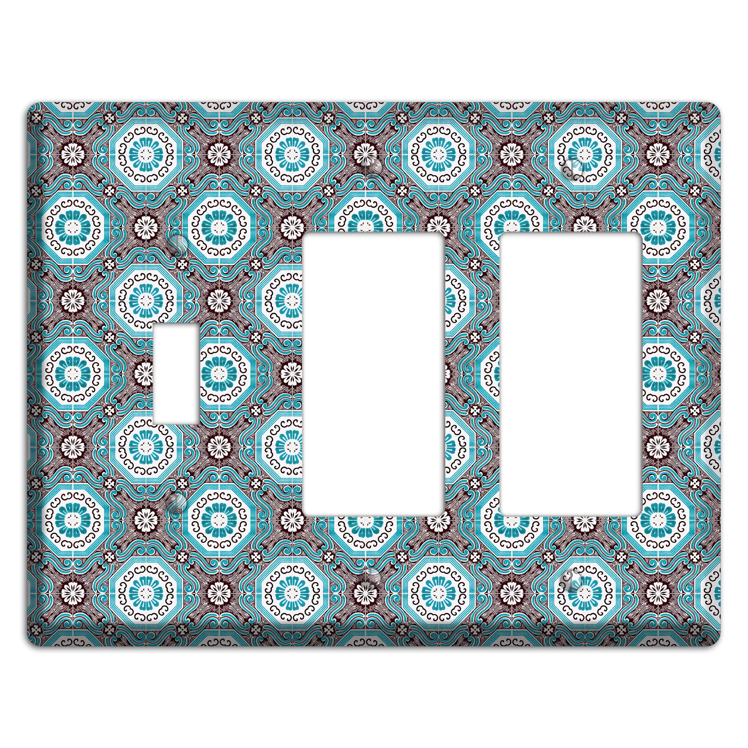Tavira Tiles 2 Toggle / 2 Rocker Wallplate