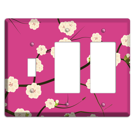 Pink Cherry Blossoms Toggle / 2 Rocker Wallplate