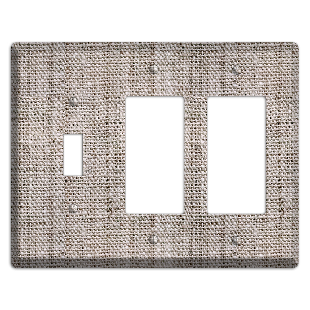 Natural Gray Burlap Toggle / 2 Rocker Wallplate