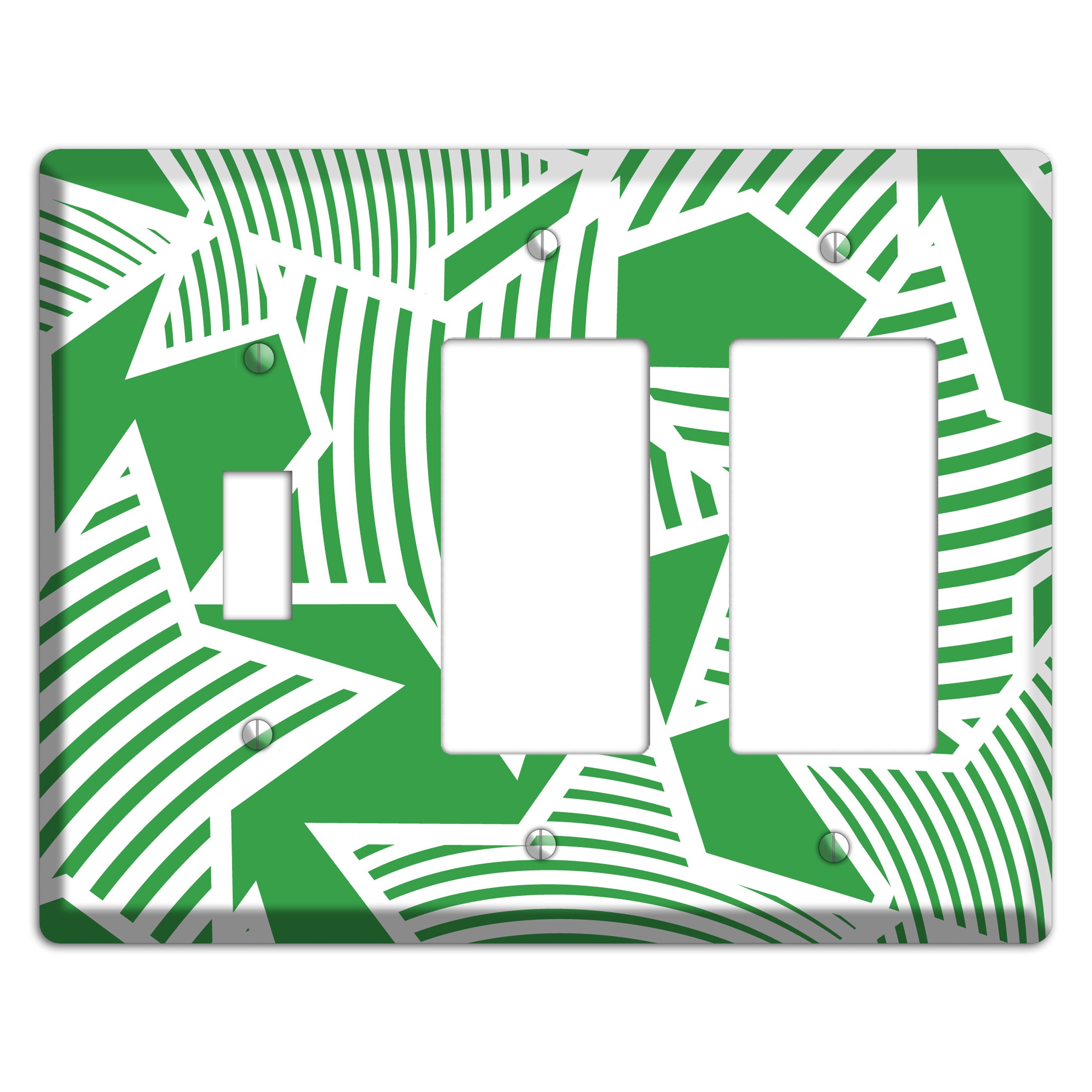 Green with Large White Stars Toggle / 2 Rocker Wallplate