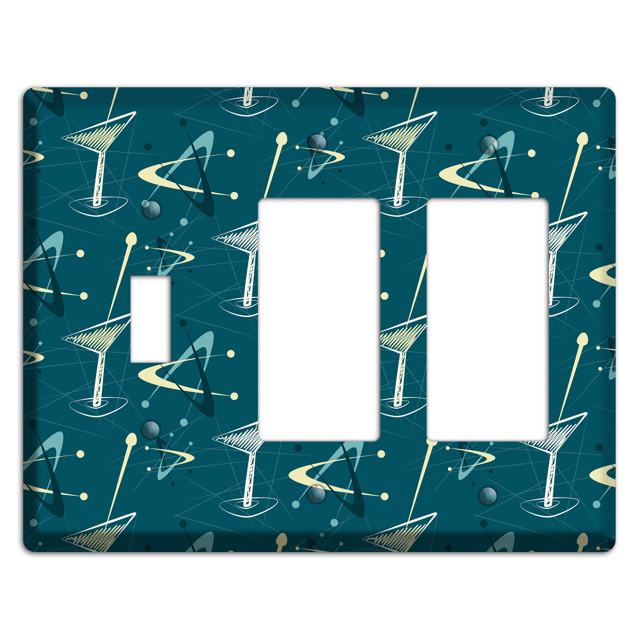 Navy Cocktail Hour Toggle / 2 Rocker Wallplate