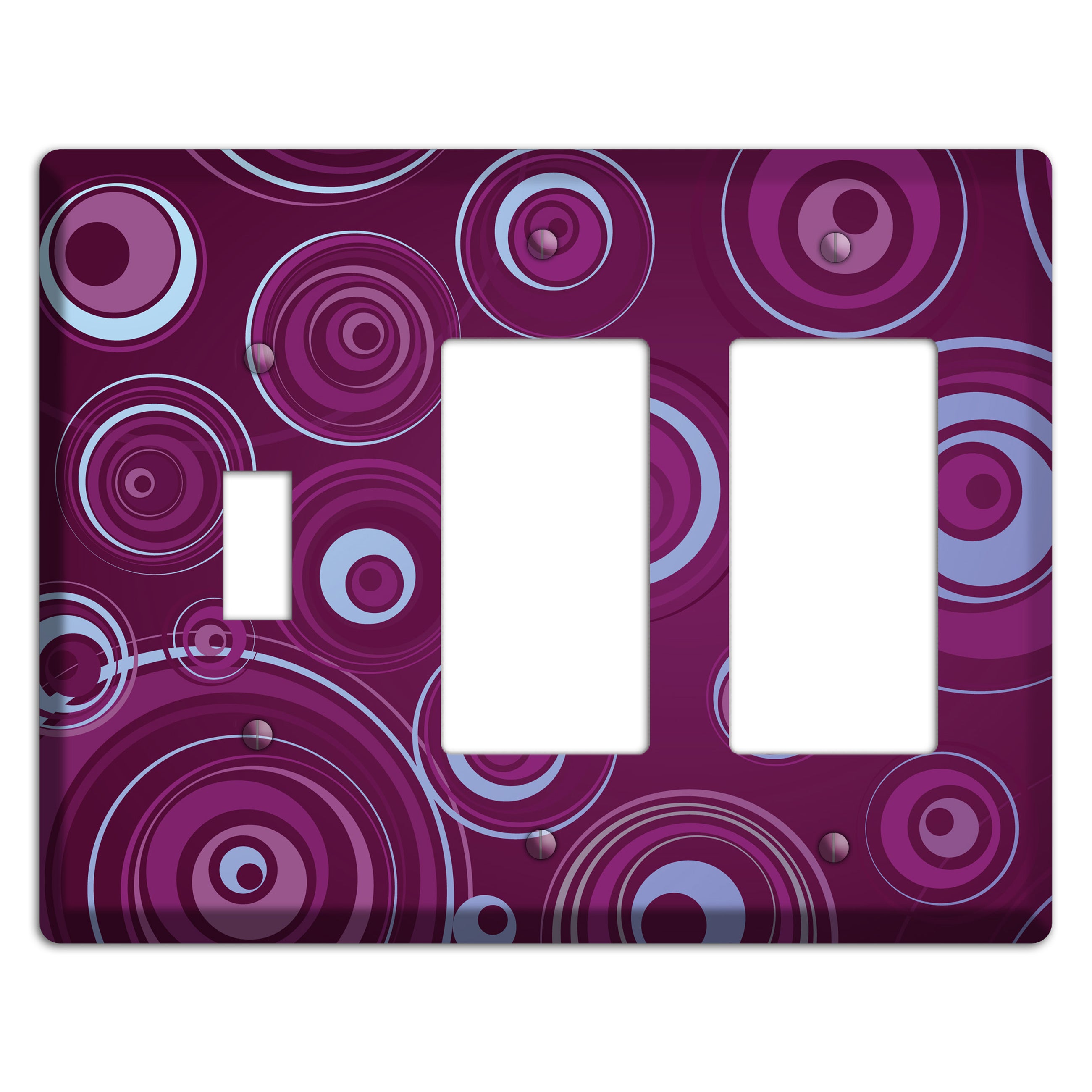 Purple Circles 3 Toggle / 2 Rocker Wallplate