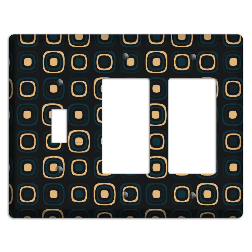Black and Yellow Rounded Squares Toggle / 2 Rocker Wallplate