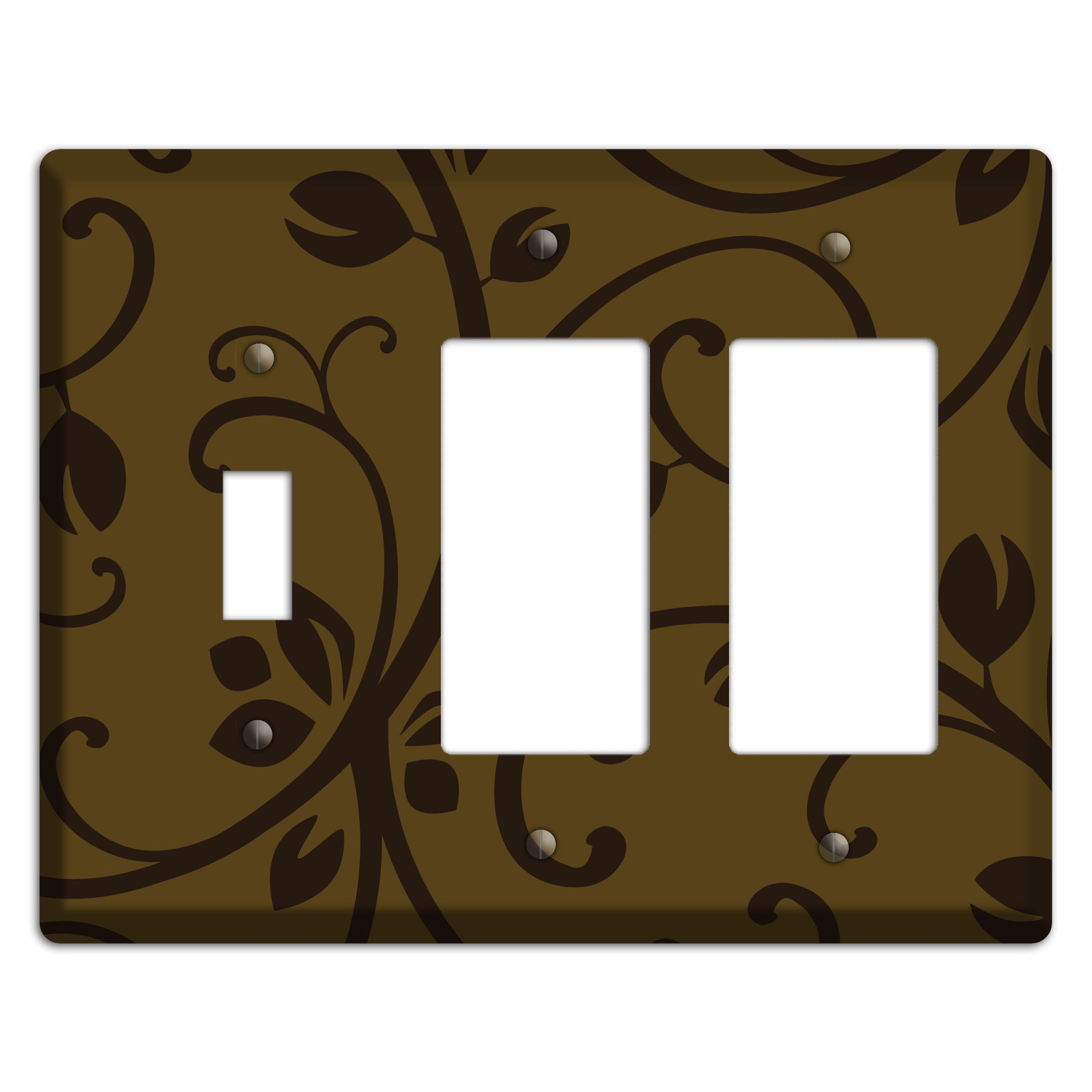 Brown Bud Sprig Toggle / 2 Rocker Wallplate