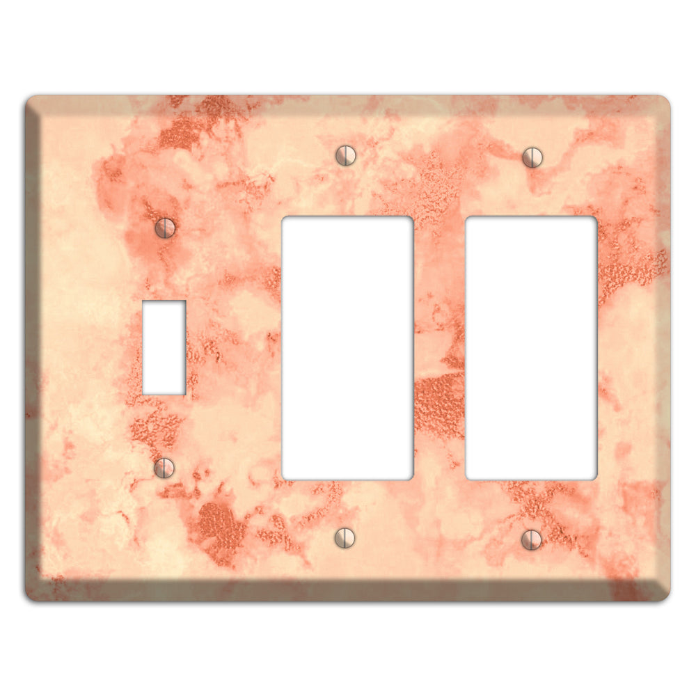 Apricot Peach Marble Toggle / 2 Rocker Wallplate