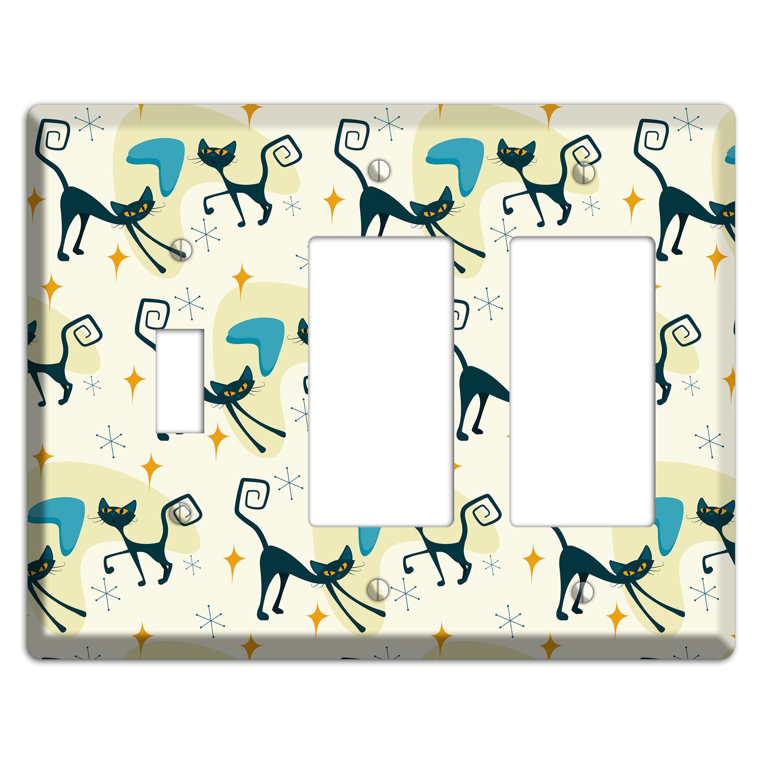 Black Cats Toggle / 2 Rocker Wallplate