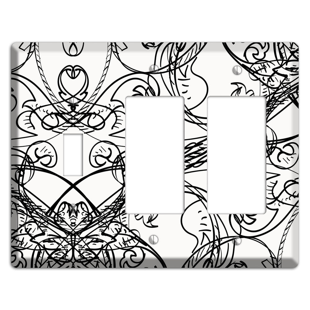 White Deco Sketch Toggle / 2 Rocker Wallplate