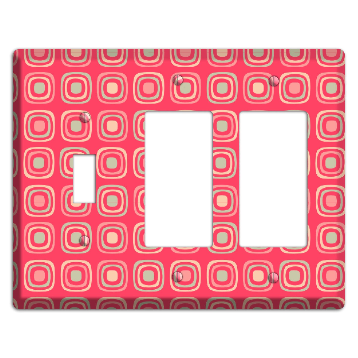 Multo Pink Retro Squares Toggle / 2 Rocker Wallplate