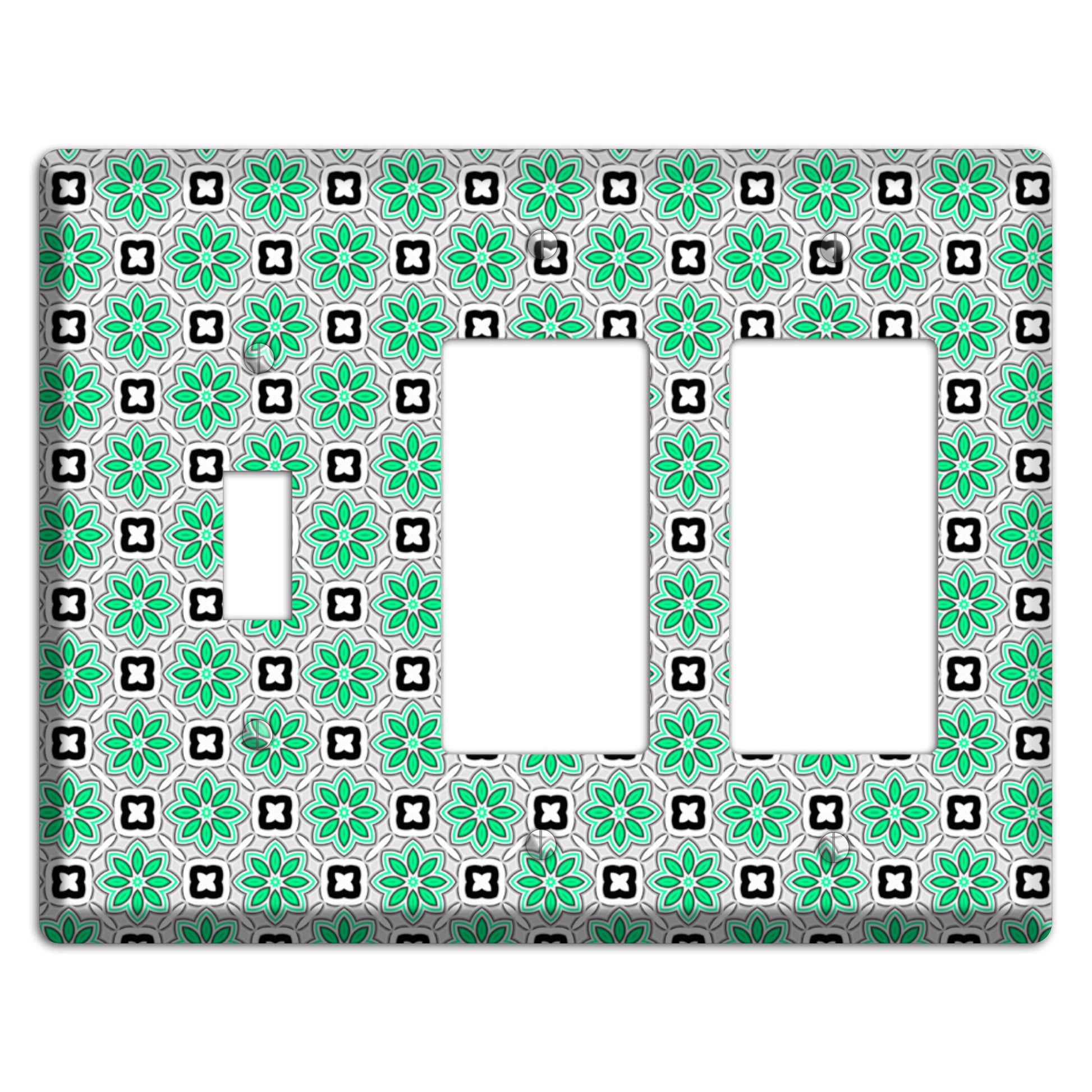 Green Foulard 6 Toggle / 2 Rocker Wallplate