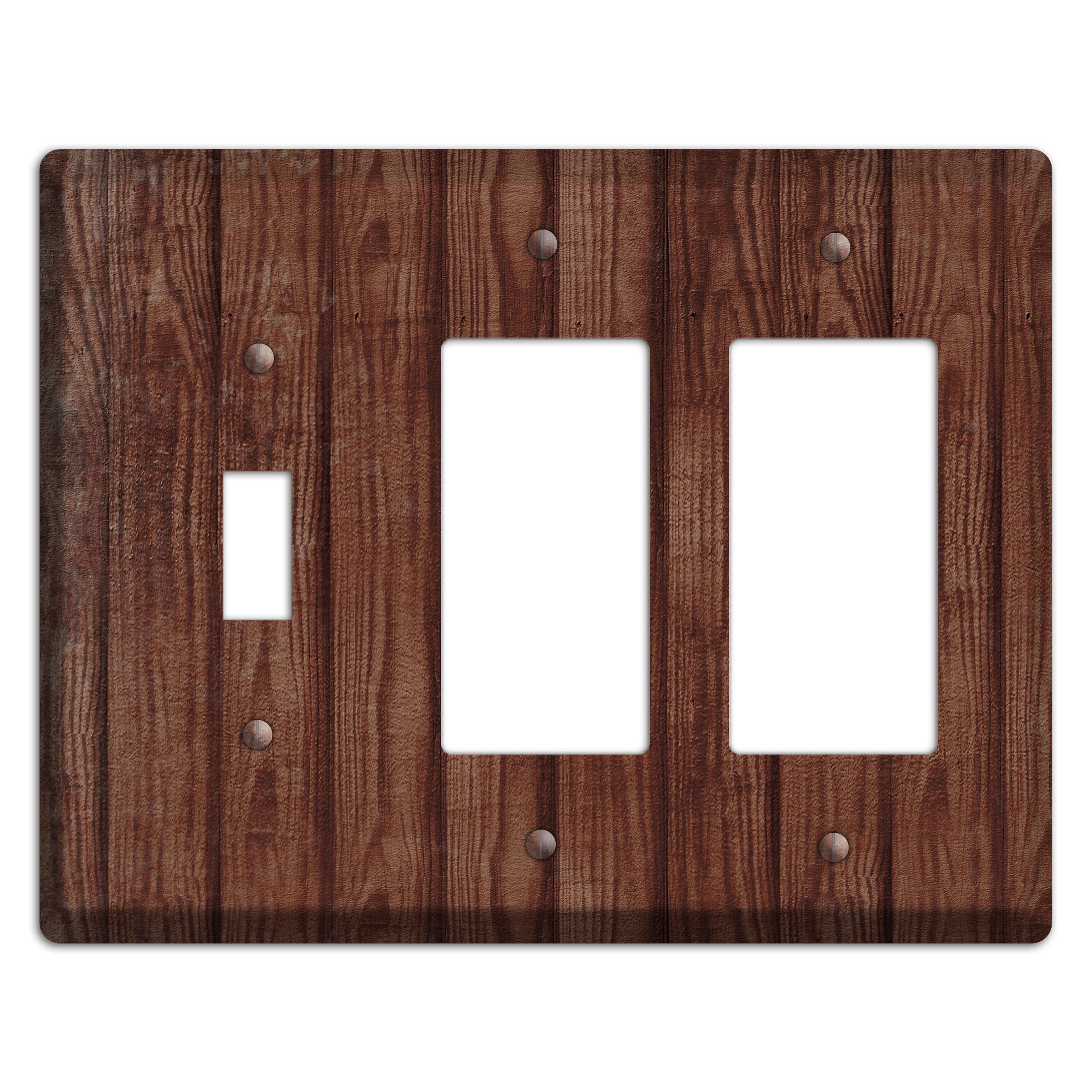 Saddle Weathered Wood Toggle / 2 Rocker Wallplate