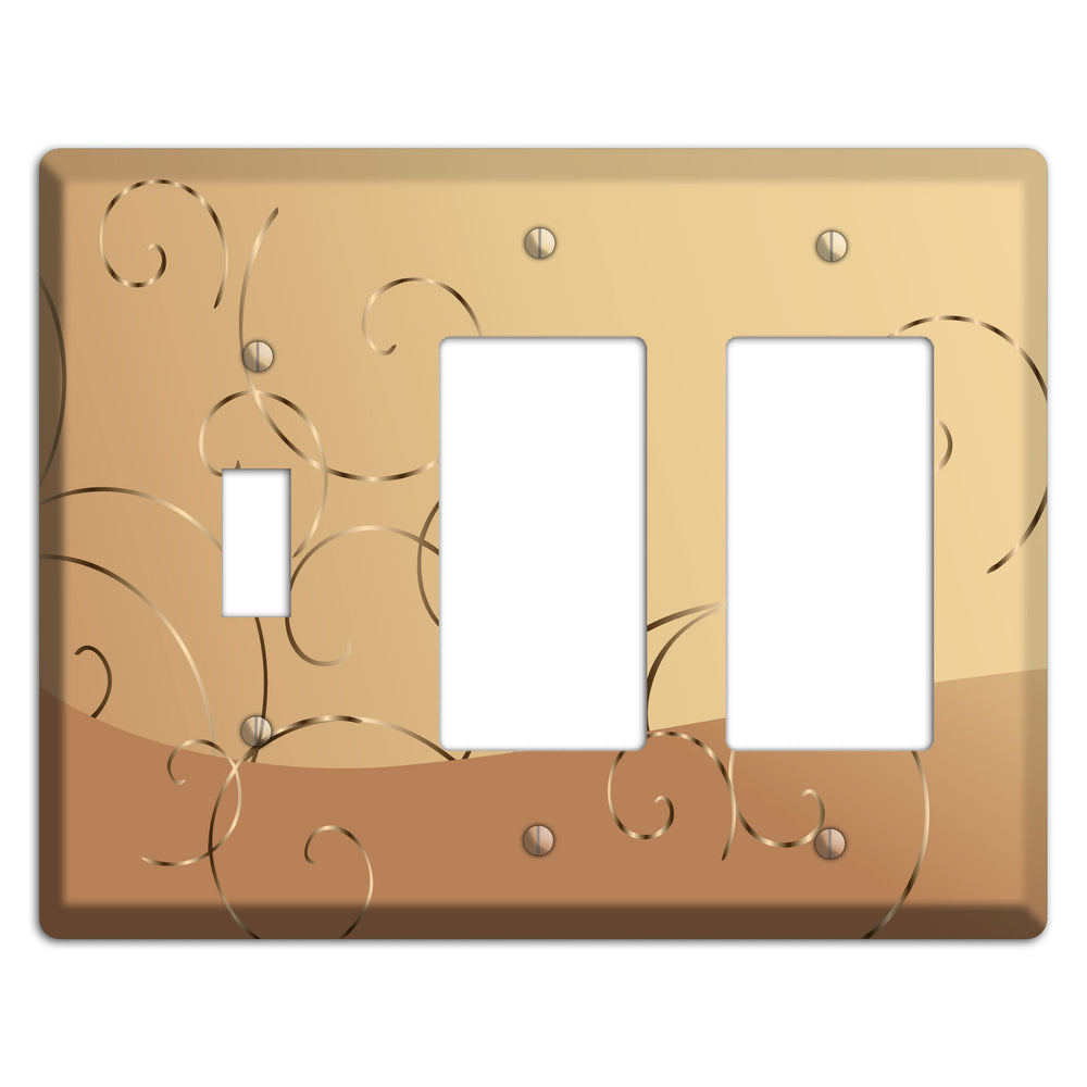 Light Brown and Beige Swirl Toggle / 2 Rocker Wallplate