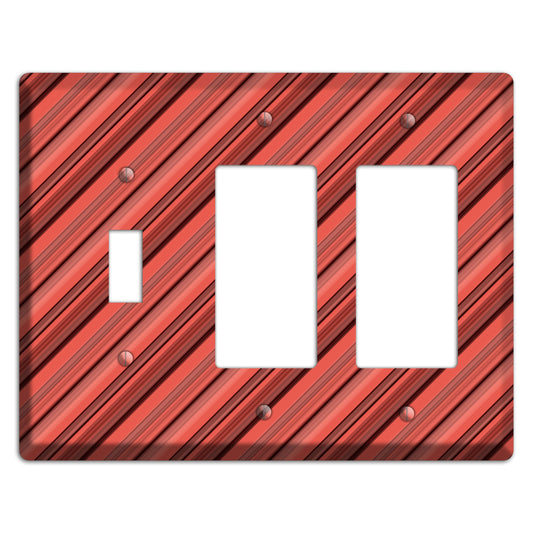 Red Stripes 2 Toggle / 2 Rocker Wallplate