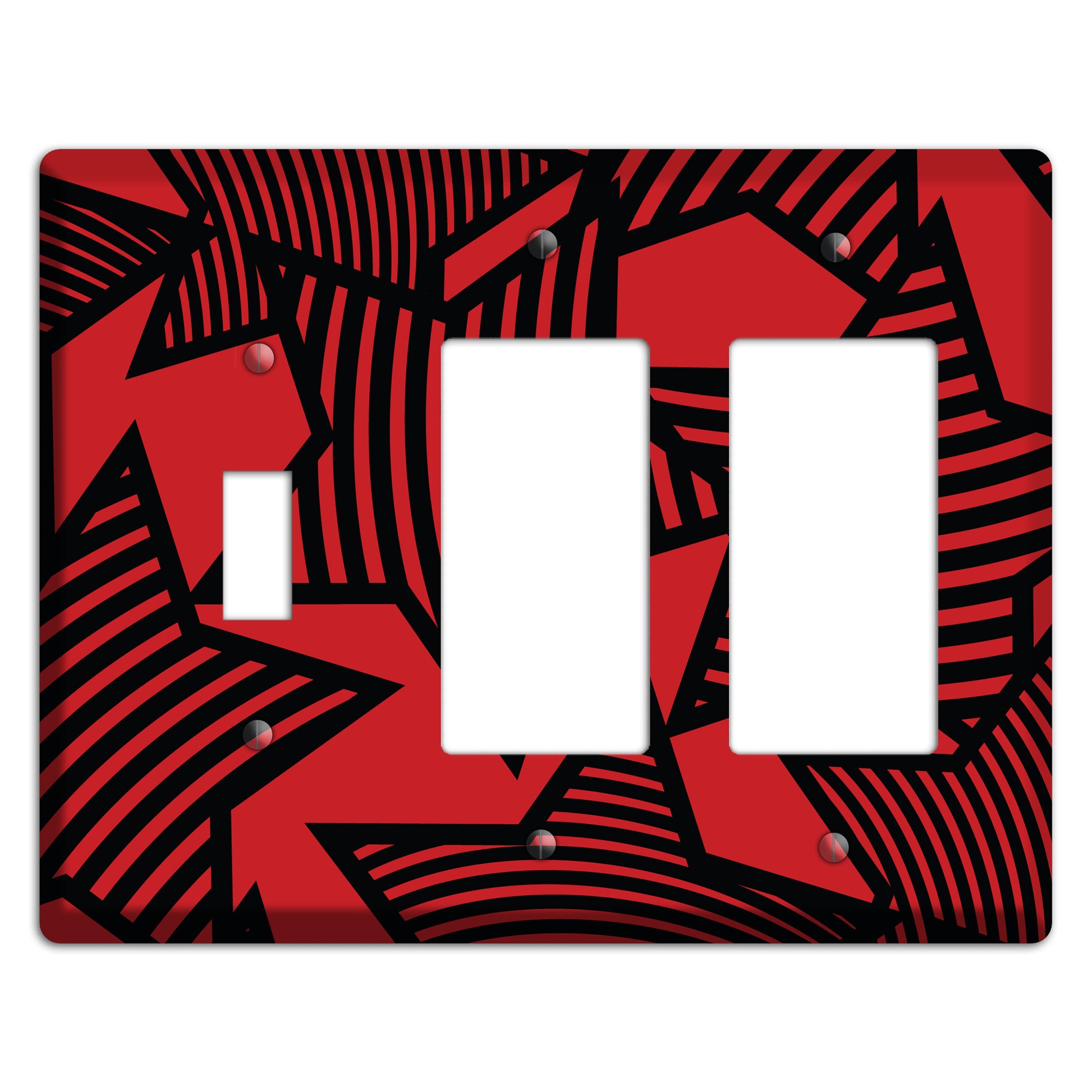 Red with Large Black Stars Toggle / 2 Rocker Wallplate