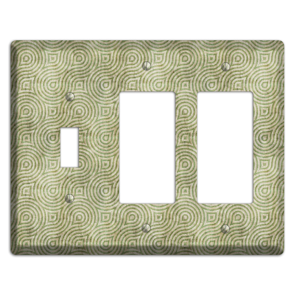 Light Green Swirl Toggle / 2 Rocker Wallplate