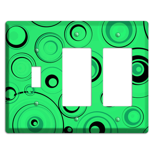 Bright Green Circles Toggle / 2 Rocker Wallplate