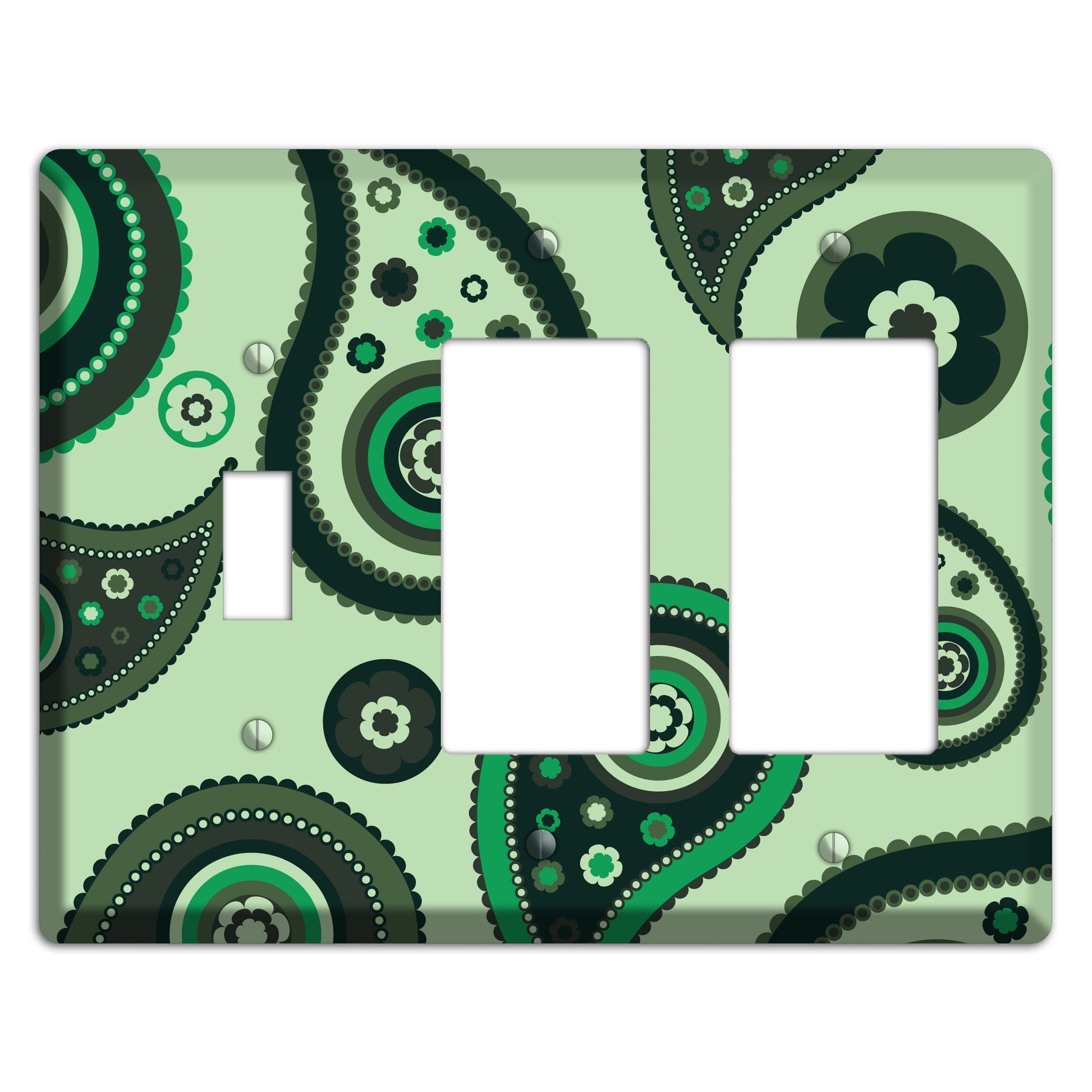 Green Paisley Toggle / 2 Rocker Wallplate