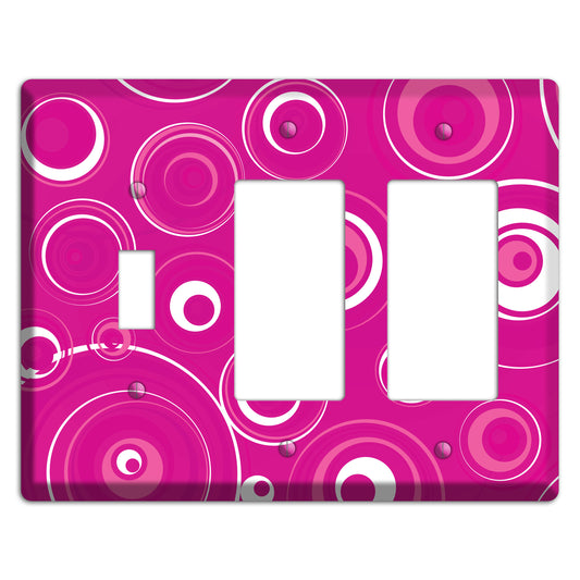 Dark Pink Circles Toggle / 2 Rocker Wallplate