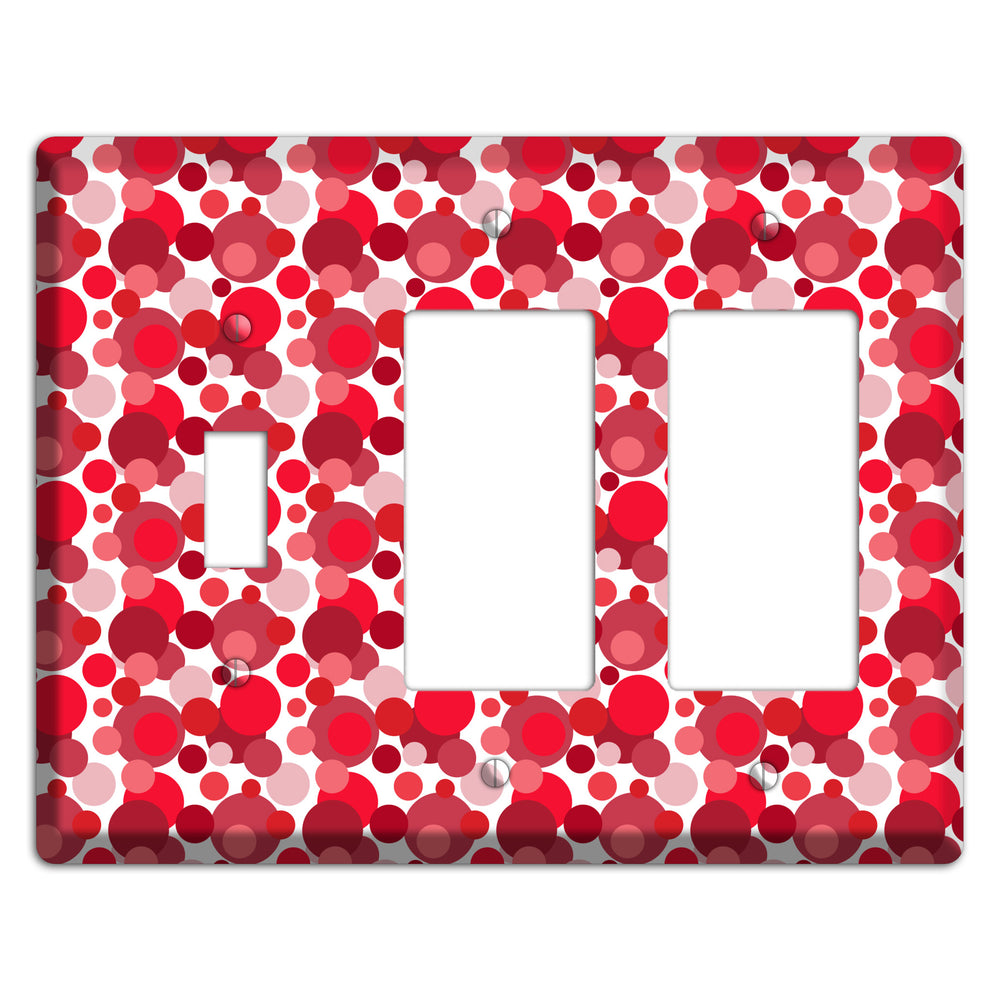 Multi Red Bubble Dots Toggle / 2 Rocker Wallplate