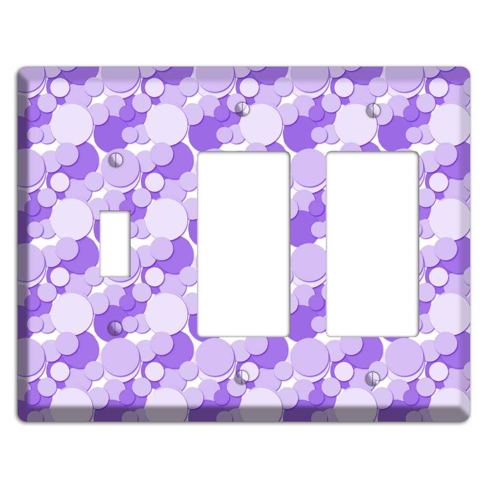 Multi Purple Bubble Dots Toggle / 2 Rocker Wallplate
