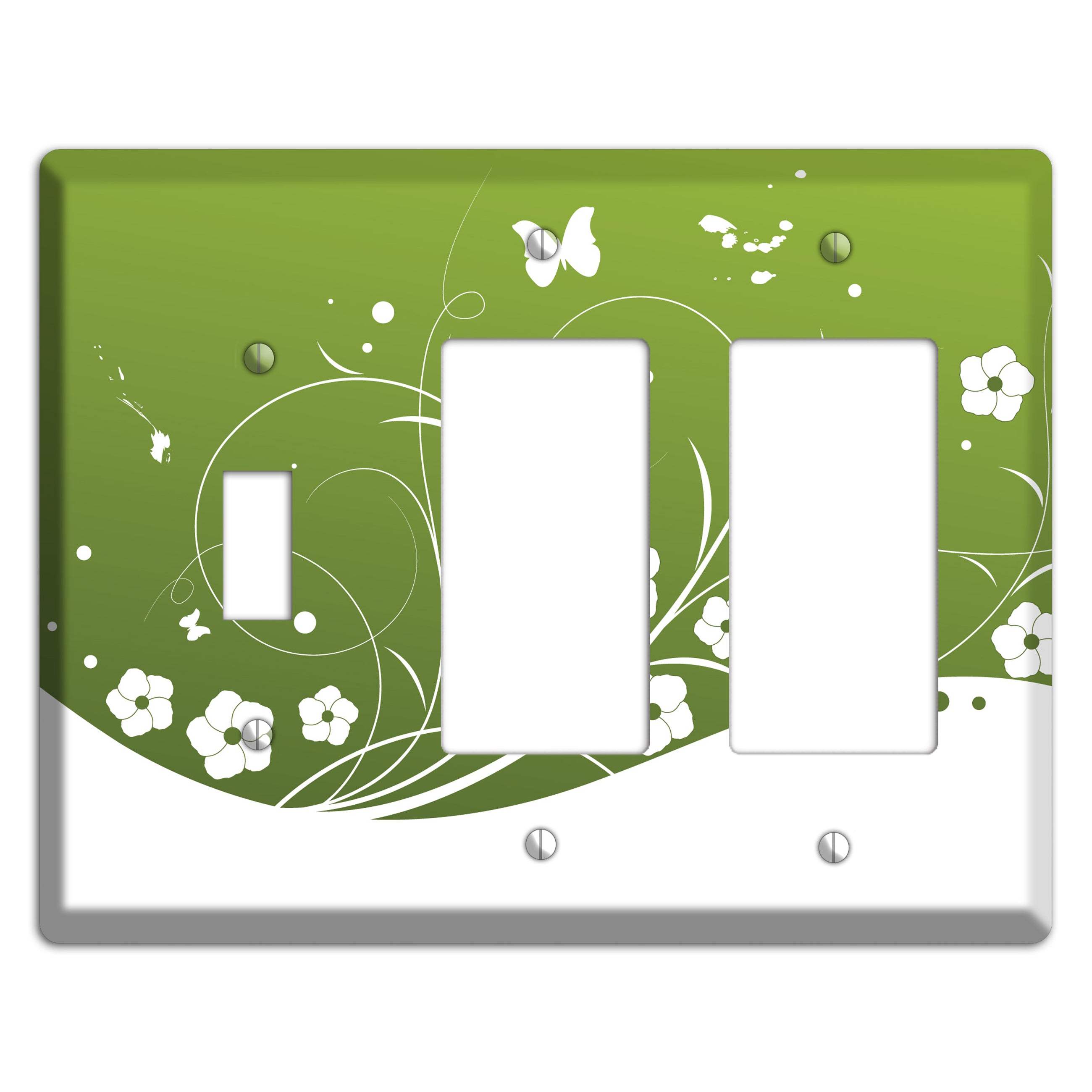 Green Floral Sprig Toggle / 2 Rocker Wallplate